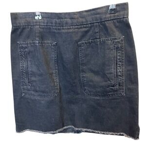 Zadig & Voltaire Juny Used Black Denim Mini Skirt Frayed Hem Pockets 38 (US‎ 6)